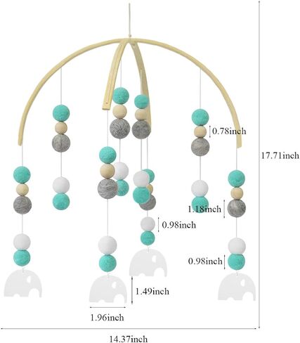 AONTUS Baby Crib Mobiles Wooden Wool Beads for Children Boys Girls Babies Bed Room Decoration Pendant (White Ash Leaves) in Saudi Arabia