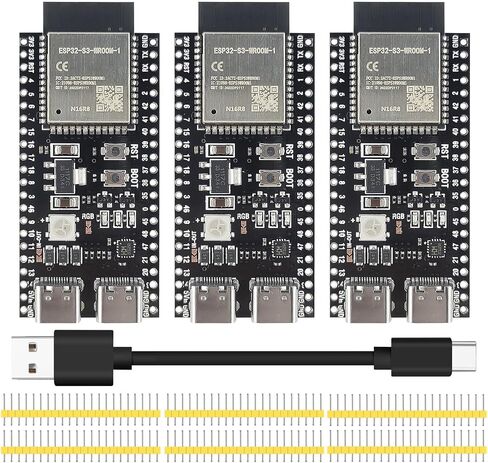 3 قطعة ESP32 S3 مجلس التنمية 2.4G WiFi BT وحدة إنترنت الأشياء ESP32-S3-WROOM-1 N16R8 MCU 44Pin 8M PSRAM مع 1 قطعة 50 سنتيمتر نوع-C مجموعة كابل in Kuwait
