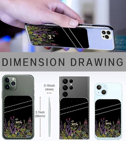 حامل بطاقة الهاتف، محفظة جلدية لطيفة للهاتف، محفظة لاصقة لبطاقة الائتمان بجيب مزدوج، متوافقة مع معظم الهواتف المحمولة، زهرة زرقاء لطيفة in Kuwait