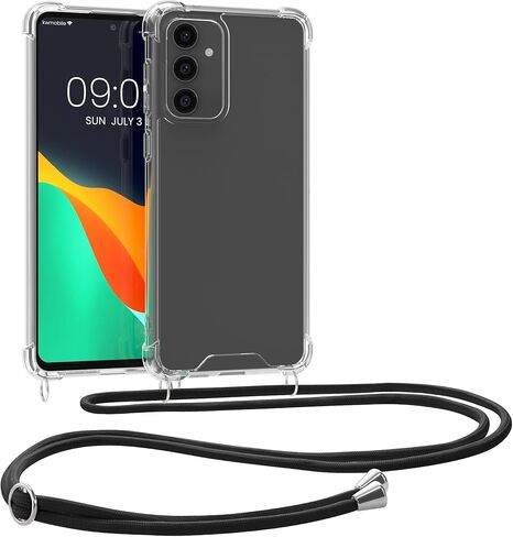 kwmobile Crossbody Case Compatible with Samsung Galaxy S23 FE Case - Clear TPU Phone Cover w/Lanyard Cord Strap - Black/Transparent in Saudi Arabia