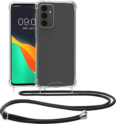 kwmobile Crossbody Case Compatible with Samsung Galaxy S23 FE Case - Clear TPU Phone Cover w/Lanyard Cord Strap - Black/Transparent in Saudi Arabia