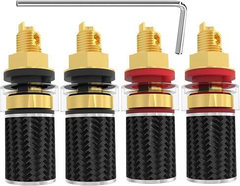 Audiocrast 4X HiFi Speaker Binding Post Connectors Copper Audiophile Banana Plug Socket Banana Jack 4MM Amplifier Speaker Terminals M8 Threaded Insulated Hi-end Audio Video Cable Plugs-Long in Saudi Arabia