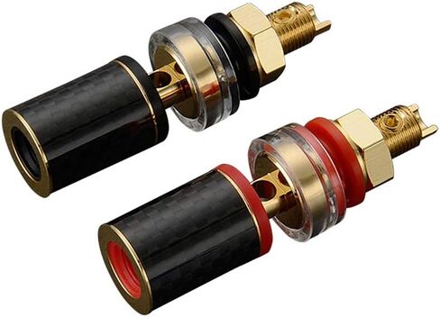 Audiocrast 4X HiFi Speaker Binding Post Connectors Copper Audiophile Banana Plug Socket Banana Jack 4MM Amplifier Speaker Terminals M8 Threaded Insulated Hi-end Audio Video Cable Plugs-Long in Saudi Arabia