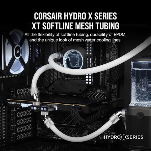 CORSAIR Hydro X Series XT Softline Mesh Tubing - Easily Cut to Length - Durable EPDM Rubber - Black in Saudi Arabia