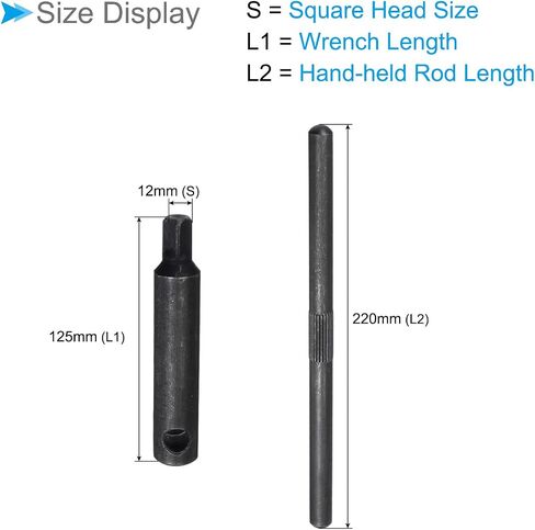 Lathe Chuck Wrench, 12mm Square Head L125x 220mm, with Hand-Held Rod Easy to Use Square Head Key Spanner Tool -(Applications: for CNC Router Engraving Milling Machine) in Saudi Arabia