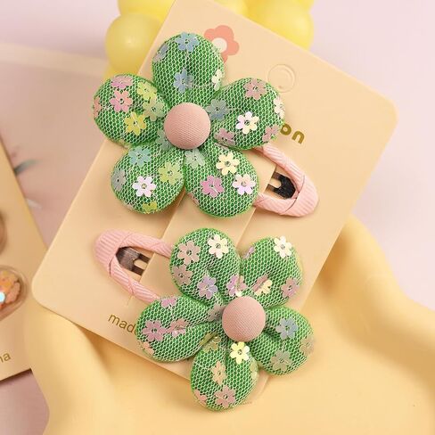 4pcs Cute Fabric Baby Hair Clips Glitter Flower Hair Clips for Toddler Small Hair Clips for Thin Hair Non Slip Hair Accessories for Infant Baby Girls (Green 2) in Saudi Arabia
