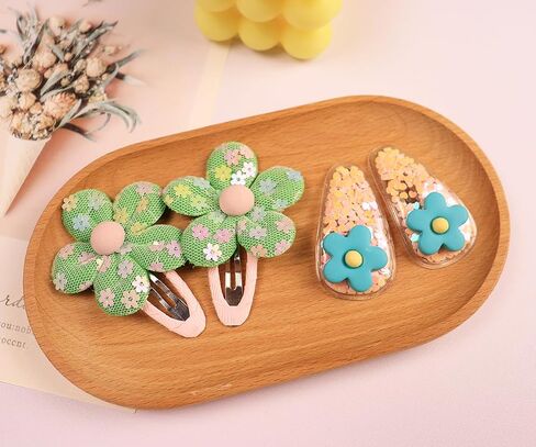 4pcs Cute Fabric Baby Hair Clips Glitter Flower Hair Clips for Toddler Small Hair Clips for Thin Hair Non Slip Hair Accessories for Infant Baby Girls (Green 2) in Saudi Arabia