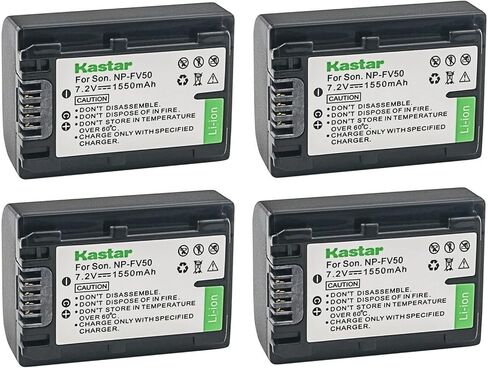 Kastar 4-Pack NP-FV50 استبدال بطارية لسوني DCR-SR68، DCR-SR73، DCR-SR78، DCR-SR83، DCR-SR88، DCR-SX15، DCR-SX20، DCR-SX21، DCR-SX22، DCR-SX33 ، كاميرا DCR-SX34، DCR-SX43، DCR-SX44، DCR-SX45 in Saudi Arabia