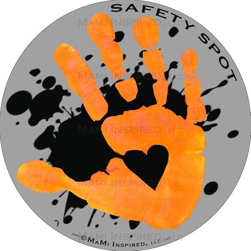 Magnet - Kids Handprint for Car Parking Lot Safety - Gray Background with Splat (Blue) in Saudi Arabia