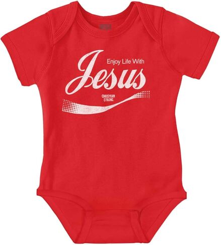 Brisco Brands Punny Christian Enjoy Life With Jesus Baby Romper Boys or Girls in Saudi Arabia