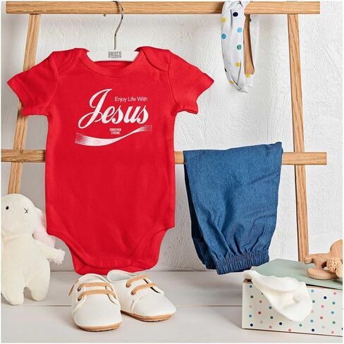 Brisco Brands Punny Christian Enjoy Life With Jesus Baby Romper Boys or Girls in Saudi Arabia