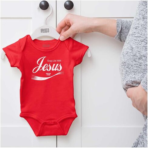 Brisco Brands Punny Christian Enjoy Life With Jesus Baby Romper Boys or Girls in Saudi Arabia