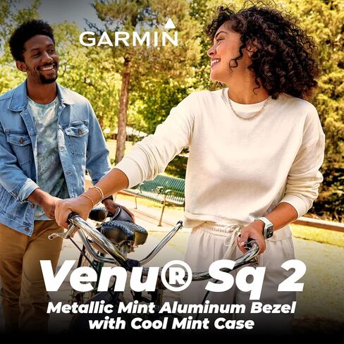 ساعة Wearable4U Garmin Venu Sq 2 GPS الذكية، مراقبة الصحة طوال اليوم، عمر بطارية طويل الأمد، شاشة AMOLED، حزمة البنك الإلكتروني Cool Mint in Kuwait