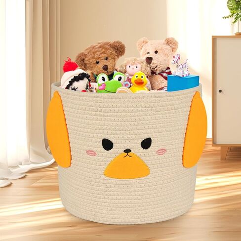 Cow Woven Baskets Cotton Rope Storage Basket, Large Cow Toy Basket with Handle, Cute Animal Baby Laundry Basket, Nursery Basket Organizer, Baby Shower Gifts Pet Toy Storage 15"D x 13.7"H in Kuwait