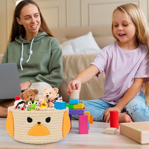 Cow Woven Baskets Cotton Rope Storage Basket, Large Cow Toy Basket with Handle, Cute Animal Baby Laundry Basket, Nursery Basket Organizer, Baby Shower Gifts Pet Toy Storage 15"D x 13.7"H in Kuwait