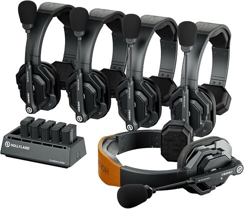 Hollyland Solidcom SE Full Duplex 5-Users ENC Noise Cancellation Wireless Intercom Headset System 1100ft Team Communication with PTT Mute Single Ear Headset for TV Film Production (2.4GHz Version) | PTT Mute Single Ear for TV Film Production, System 1100f in Saudi Arabia