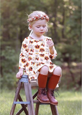 CM C&M WODRO Thanksgiving Outfits Toddler Baby Girl Dress Turkey Gobble Till You Wobble Long Sleeve Skirt Fall Winter Clothes in Saudi Arabia