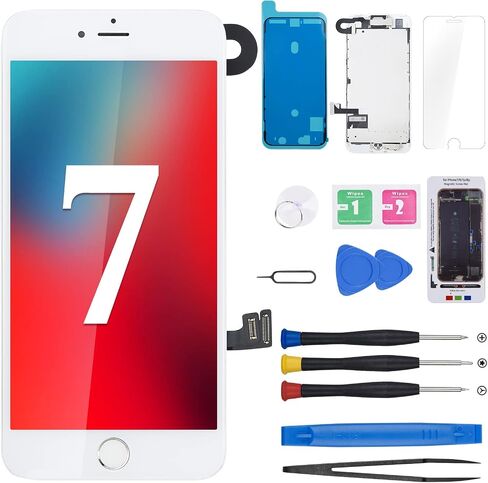 for iPhone 7 Screen Replacement with Home Button 4.7" Black, 3D Touch LCD Display Digitizer Full Assembly with Fix Tools Front Camera Speaker Sensor Glass Screen Repair Kit A1660, A1778, A1779 in Kuwait