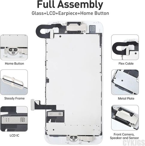 for iPhone 7 Screen Replacement with Home Button 4.7" Black, 3D Touch LCD Display Digitizer Full Assembly with Fix Tools Front Camera Speaker Sensor Glass Screen Repair Kit A1660, A1778, A1779 in Kuwait