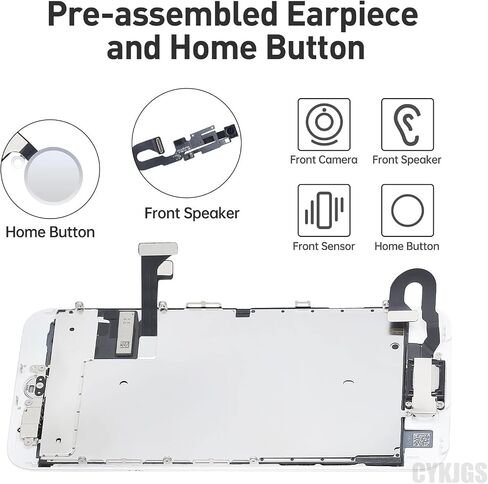 for iPhone 7 Screen Replacement with Home Button 4.7" Black, 3D Touch LCD Display Digitizer Full Assembly with Fix Tools Front Camera Speaker Sensor Glass Screen Repair Kit A1660, A1778, A1779 in Kuwait