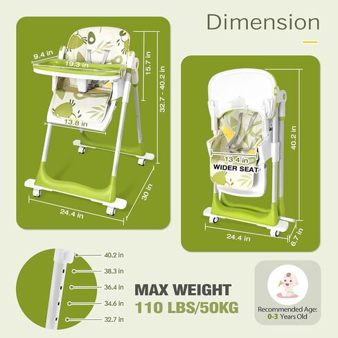 Foldable High Chair, Convertible Baby High Chair 4-in-1 High Chairs for Babies and Toddlers Portable Eating Seat Recline Feeding Highchair Height Adjustment in Saudi Arabia