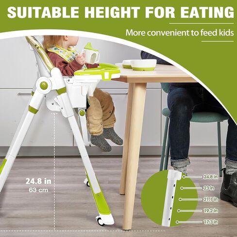 Foldable High Chair, Convertible Baby High Chair 4-in-1 High Chairs for Babies and Toddlers Portable Eating Seat Recline Feeding Highchair Height Adjustment in Saudi Arabia