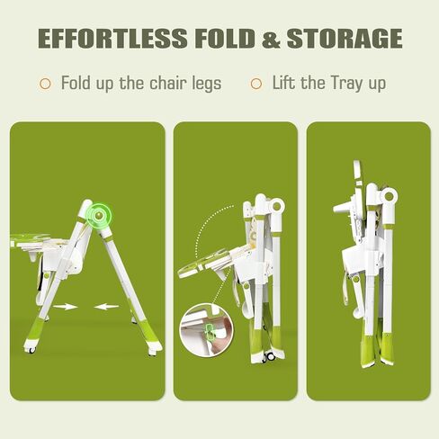 Foldable High Chair, Convertible Baby High Chair 4-in-1 High Chairs for Babies and Toddlers Portable Eating Seat Recline Feeding Highchair Height Adjustment in Saudi Arabia