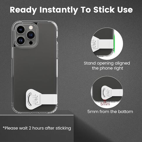 OUTXE 2 Pack Ultra-Thin Phone Kickstand, Universal Kickstand for Phone case Vertical/Horizontal Metal Rotatable Phone Stand for Desk for iPhone 15/14/13/12/11 Mini Plus Pro Max, Galaxy S24 - Black in Saudi Arabia