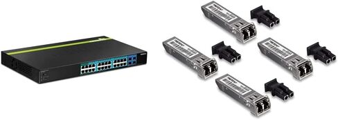 TRENDnet 28-Port Gigabit Web Smart PoE+ Switch, 24 x Gigabit Ports, 4 x Shared Gigabit Ports (RJ-45 or SFP), 185W PoE Budget, 56Gbps Switching Capacity, Lifetime Protection, Black, TPE-2840WS in Kuwait