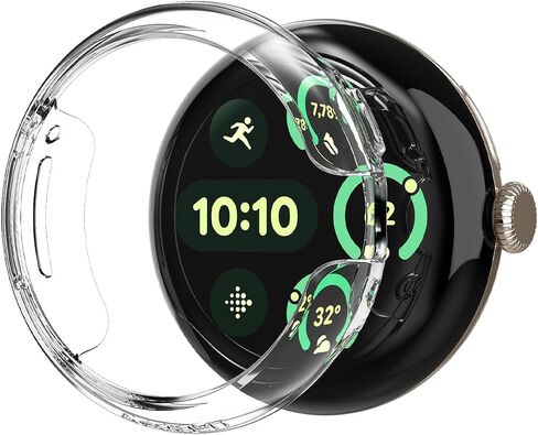 Spigen Thin Fit Designed for Google Pixel Watch 3 41mm / Pixel Watch 2 / Pixel Watch Case Anti-Scratch Lightweight Thin Hard PC Case (2024/2023/2022) - Black in Kuwait