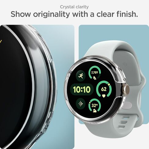 Spigen Thin Fit Designed for Google Pixel Watch 3 41mm / Pixel Watch 2 / Pixel Watch Case Anti-Scratch Lightweight Thin Hard PC Case (2024/2023/2022) - Black in Kuwait