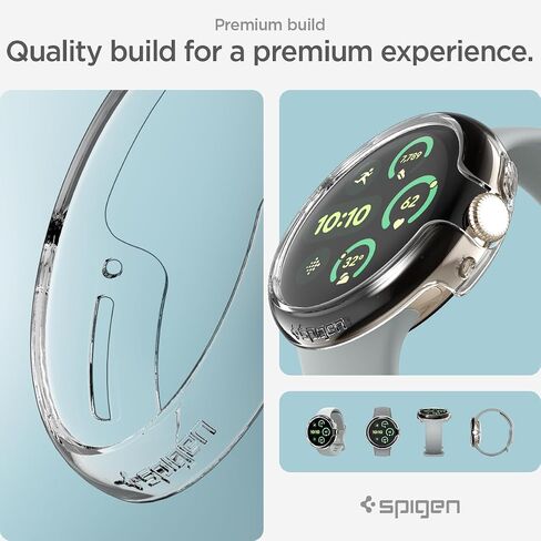 Spigen Thin Fit Designed for Google Pixel Watch 3 41mm / Pixel Watch 2 / Pixel Watch Case Anti-Scratch Lightweight Thin Hard PC Case (2024/2023/2022) - Black in Kuwait