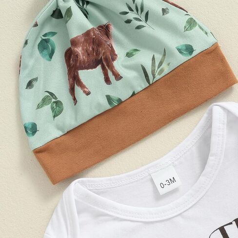 Dcohmch Western Baby Boy Clothes Mamas Little Cowboy Long Sleeve Romper Shirt + Pants + Hat Newborn Infant Fall Outfits in Saudi Arabia