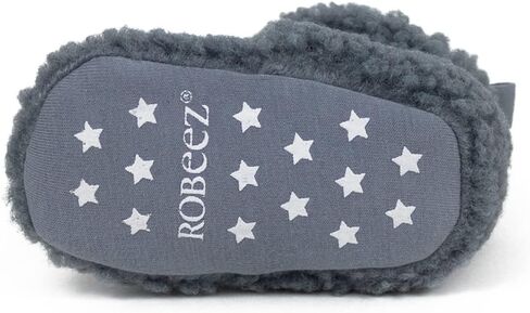 Robeez Baby Girls and Boys Crib Fleece Sherpa Snap Booties with Slip-Resistant Soles for Infant and Toddler, 0-18 Months in Kuwait