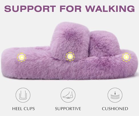 COFACE Womens House Slippers Woman Fuzzy Fluff Indoor Slipper Ladies Furry Fur Bedroom Slip On Slipers Women’s Home Winter Open Toe Plush Shearling Slide Size 5-11 in Kuwait