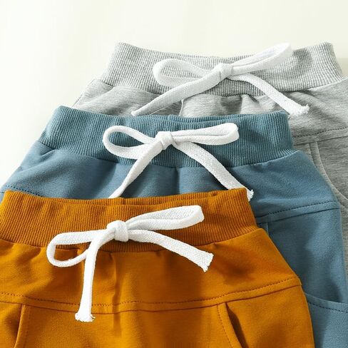 Baby Boys Girls 3 Pack Sweatpants Toddler Solid Elastic Waist Bottom Joggers Pants Unisex Newborn Infant Trousers in Kuwait