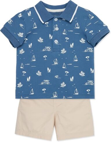 Little Me Clothes for Baby Boys' Cotton Polo Short-Sleeve and Shorts Set in Saudi Arabia