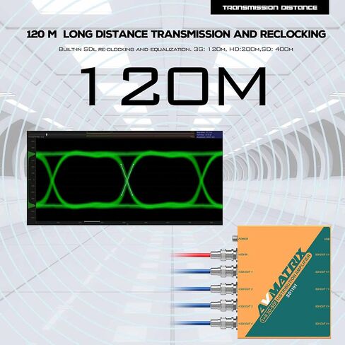 AVMATRIX SD1191 1x9 SDI Distribution Amplifier Splitter with Input Detection, Re-clocking, Cable Equalization, Supports HD-SDI/HD-SDI/SDI in Kuwait