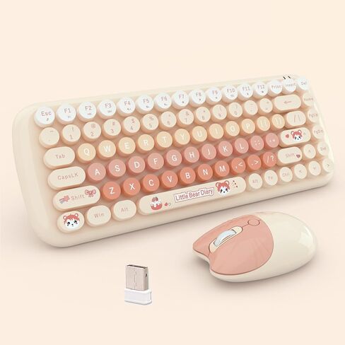 مجموعة لوحة مفاتيح وماوس لاسلكية مدمجة بلون الحلوى، 84 مفتاحًا دائريًا، ماوس على شكل قطة، اتصال 2.4 جيجا، متوافق مع الكمبيوتر المحمول والكمبيوتر الشخصي (وردي) in Kuwait