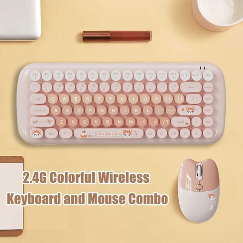 مجموعة لوحة مفاتيح وماوس لاسلكية مدمجة بلون الحلوى، 84 مفتاحًا دائريًا، ماوس على شكل قطة، اتصال 2.4 جيجا، متوافق مع الكمبيوتر المحمول والكمبيوتر الشخصي (وردي) in Kuwait