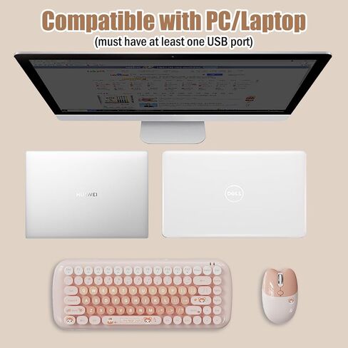 مجموعة لوحة مفاتيح وماوس لاسلكية مدمجة بلون الحلوى، 84 مفتاحًا دائريًا، ماوس على شكل قطة، اتصال 2.4 جيجا، متوافق مع الكمبيوتر المحمول والكمبيوتر الشخصي (وردي) in Kuwait