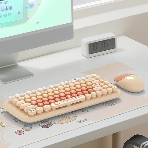 مجموعة لوحة مفاتيح وماوس لاسلكية مدمجة بلون الحلوى، 84 مفتاحًا دائريًا، ماوس على شكل قطة، اتصال 2.4 جيجا، متوافق مع الكمبيوتر المحمول والكمبيوتر الشخصي (وردي) in Kuwait