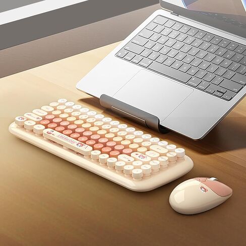 مجموعة لوحة مفاتيح وماوس لاسلكية مدمجة بلون الحلوى، 84 مفتاحًا دائريًا، ماوس على شكل قطة، اتصال 2.4 جيجا، متوافق مع الكمبيوتر المحمول والكمبيوتر الشخصي (وردي) in Kuwait