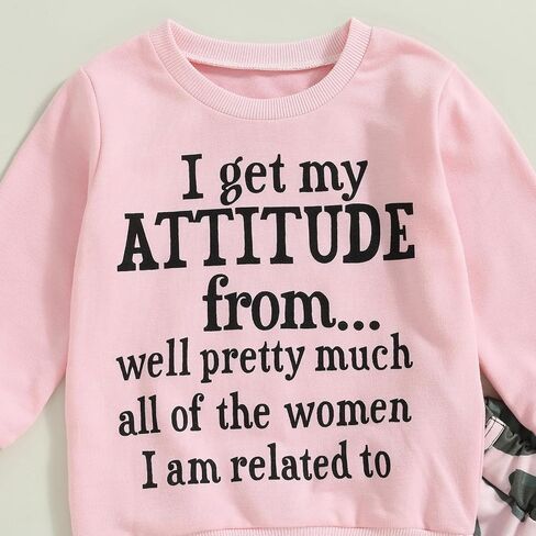 ZAXARRA Toddler Girls Clothes Letter Print Long Sleeve Sweatshirt Stretch Pants Set 2 Piece Outfits in Saudi Arabia