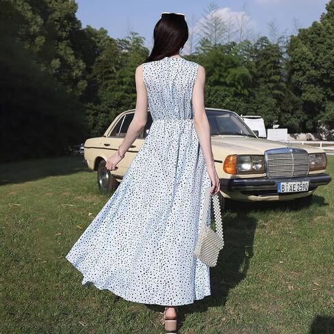 Women V Neck Sleeveless Retro Beach Long Dress Vacation Floral Print A Line Maxi Dress Maternity Dress in Saudi Arabia