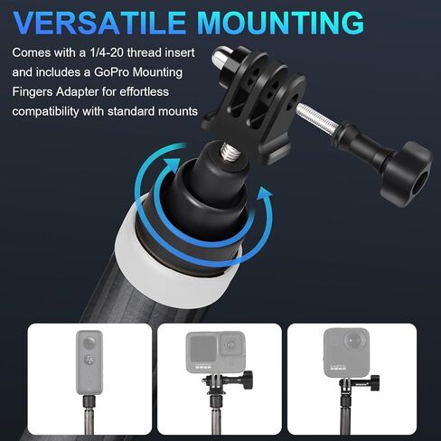 Rotating Locking Selfie Stick, 36cm to 3m Carbon Fiber Stick for Insta360 ONE X4 X3 R RS X Insta 360 GO 2 3,for GoPro Max Hero 12 11 10 9 8 7 DJI Action 3 4 Pocket 3 (Yellow) in Saudi Arabia