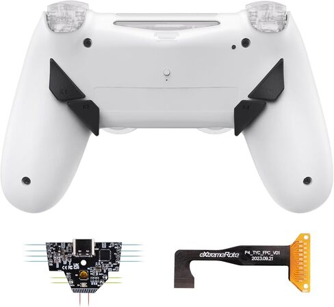 eXtremeRate Dawn Type-C Version Remap Kit for PS4 Slim Pro Controller JDM-040/050/055 with 6 Customizable Mapping Profiles, Black Redesigned Back Shell and 4 Back Buttons - Without Controller in Saudi Arabia