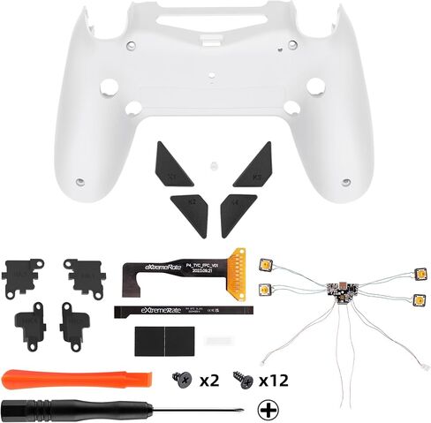 eXtremeRate Dawn Type-C Version Remap Kit for PS4 Slim Pro Controller JDM-040/050/055 with 6 Customizable Mapping Profiles, Black Redesigned Back Shell and 4 Back Buttons - Without Controller in Saudi Arabia