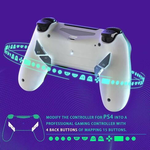 eXtremeRate Dawn Type-C Version Remap Kit for PS4 Slim Pro Controller JDM-040/050/055 with 6 Customizable Mapping Profiles, Black Redesigned Back Shell and 4 Back Buttons - Without Controller in Saudi Arabia