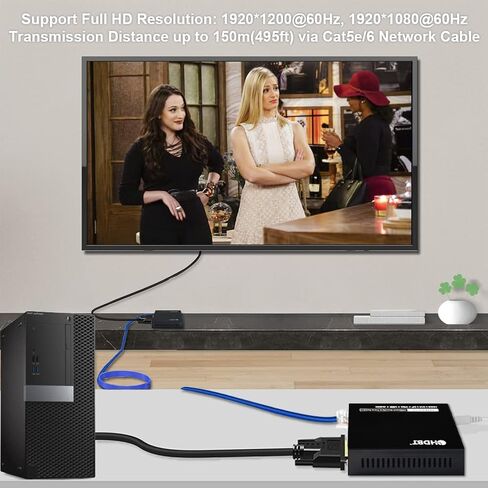 Digital HDMI Extender Over Cat5e/6 Uncompressed Full HD 1080p 60Hz HDMI Over Ethernet Cable Up to 495Ft, HDMI IP Extender Support IR Remote Control and HDMI Loop Out in Saudi Arabia